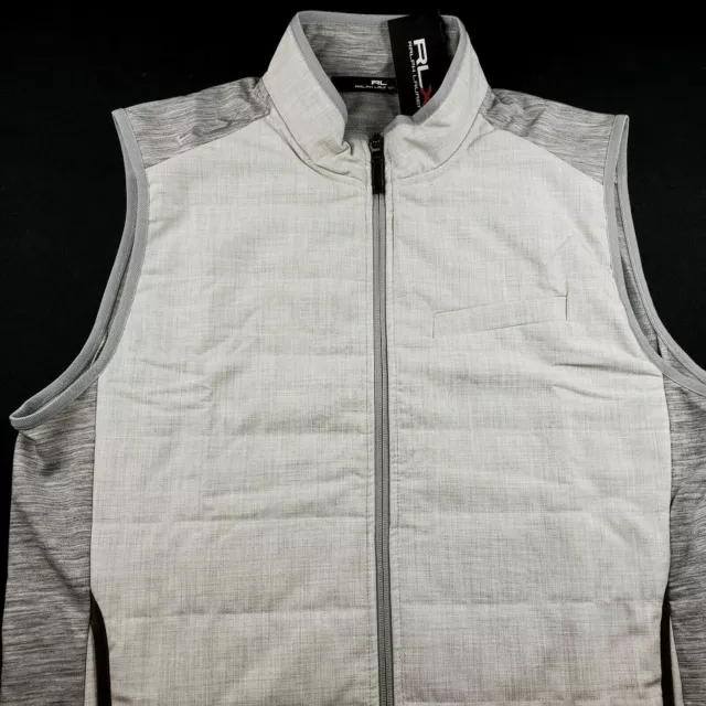 Ralph Lauren RLX $268 Performance Faux Suede Full Zip Quilted Vest Jacket Gray