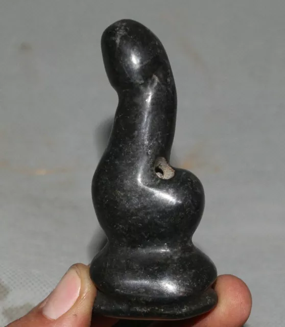 7CM Hongshan Culture Jade Black Magnet Carve Reproductive organs Pendant