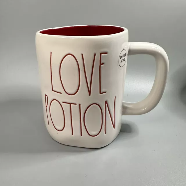 Rae Dunn Coffee Mug Love Potion Double sided White and Inside Red New