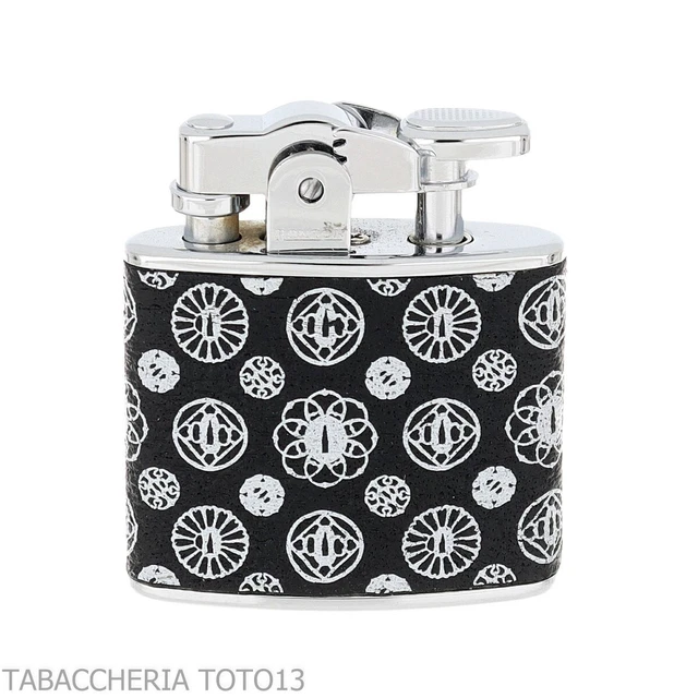 Ronson Nostalgia accendino a benzina rivestito in pelle decorata