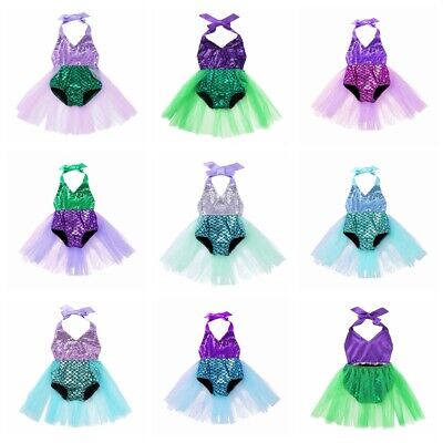 Kids Baby Girls Mermaid Costume Romper Tulle Skirt Set Sequined Outfits  Clothes