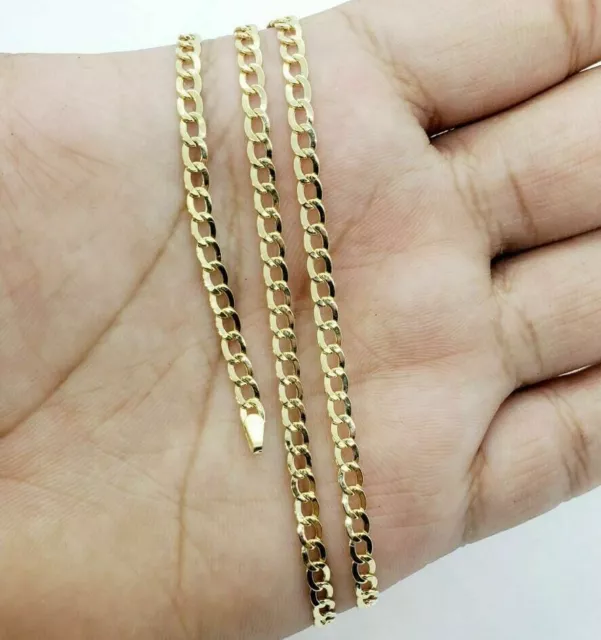 Real 10K Yellow Gold Cuban Curb Link Chain Necklace 2.5mm 16" 18" 20" 22" 24"