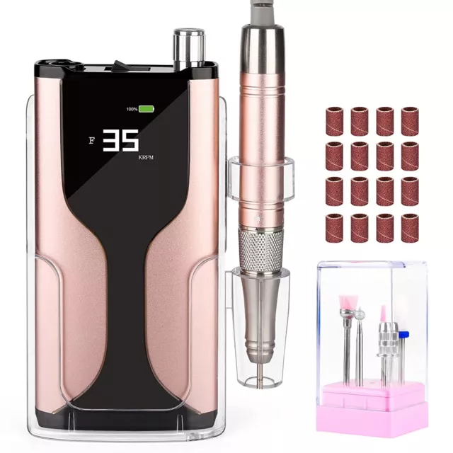 Belle Professional Brushless Nail Drill Machine Rechargeable Portable-Rose Gold