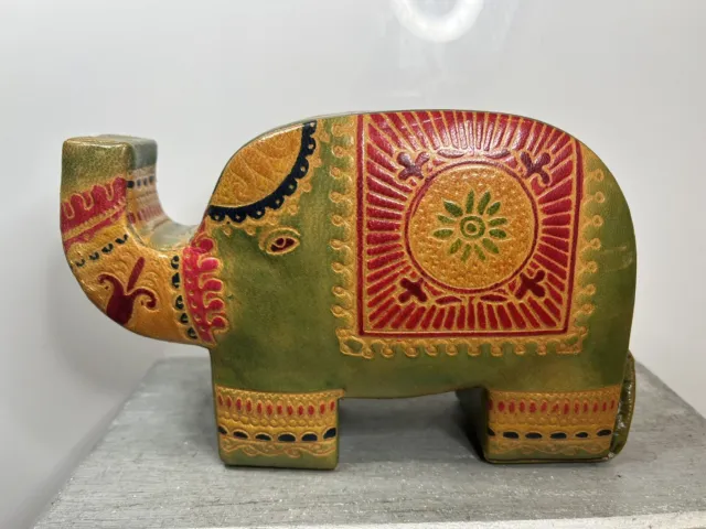 Elephant Money Box Handmade & Hand Painted Vintage Collectible Display