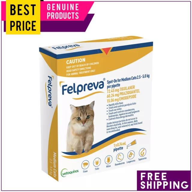 Felpreva Spot-On For Medium Cats 2.5 to 5 Kg (Yellow) 1 Pipette