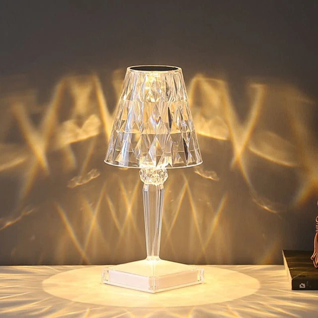 LED Crystal Table Lamp Diamond Rose Night Light Touch Atmosphere Bedside Bar USA