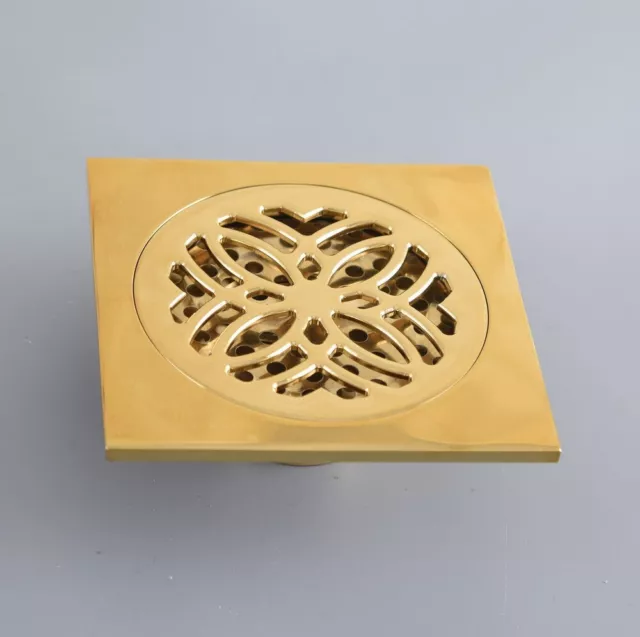 Gold Color Brass Square Floor Waste Grates Bathroom Shower Drain Floor Drain