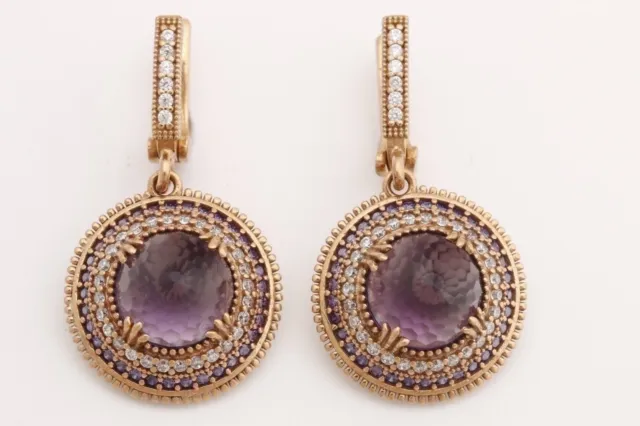 Turkish Jewelry Small Round Amethyst Topaz 925 Sterling Silver Earrings