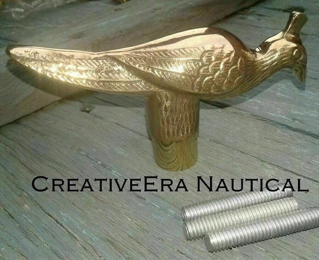 Brass Designer Style peacock FOR Cane Walking Stick Vintage Head HANDLE Only