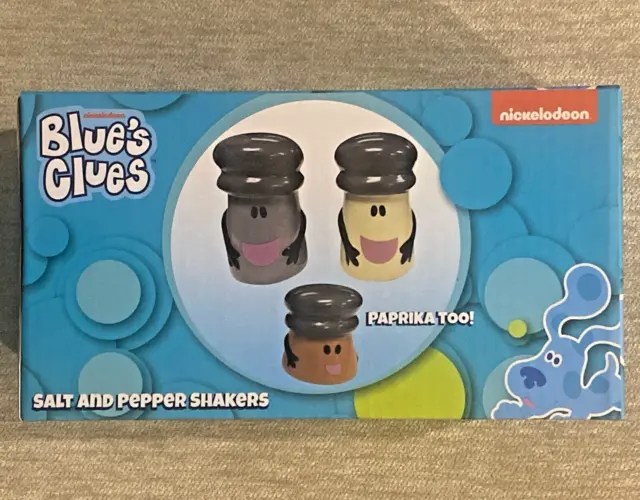Blue's Clues Mr. Salt Mrs. Pepper Baby Paprika Ceramic Shaker Set NEW 