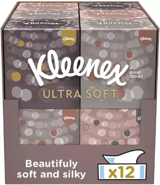 Kleenex Ultra Soft Facial Tissues - Pack of 12 Cube Tissue Boxes