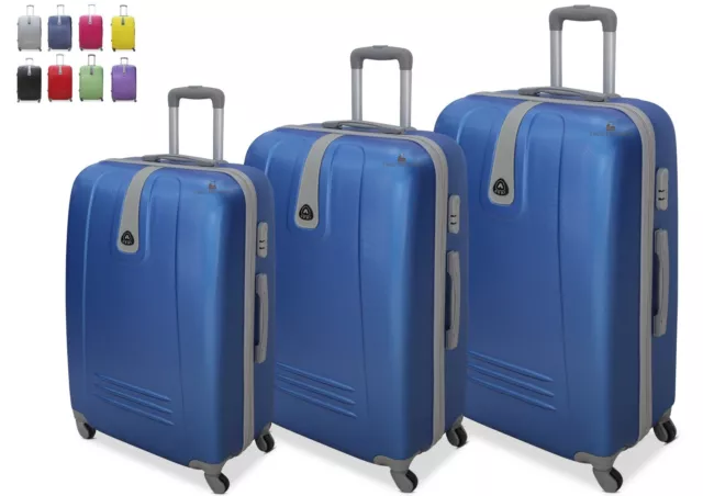 Set 3 Trolley Valigie Tris Rigido Piccolo Medio Grande 4 RUOTE in ABS marca ORMI