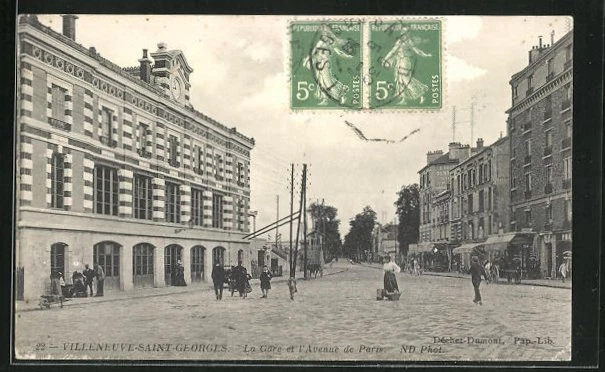 CPA Villeneuve-Saint-Georges, La Gare et l´Avenue de Paris 1912