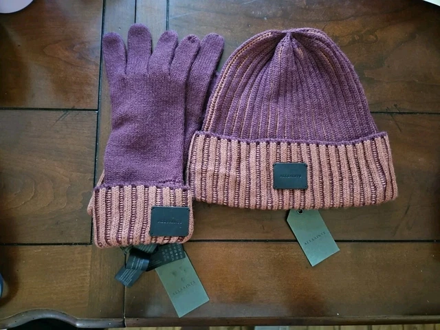 All Saints Beanie & Gloves Misty Rose Pink Angled Stitch Marled Wool Blend Gifts All Saints | Accessories | Allsaints White Embroidered  main image 4