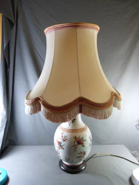 French DRIMMER porcelain table lamp with flower decoration, bedside lamp