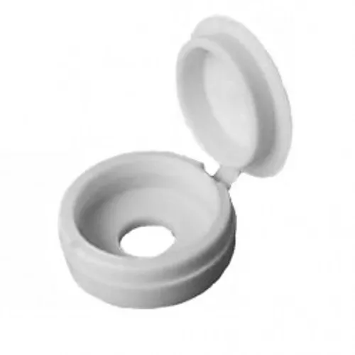 White Plastic Fold Over Hinged Screw Cover Caps Pack 10 To 1000 Large 10G - 12G