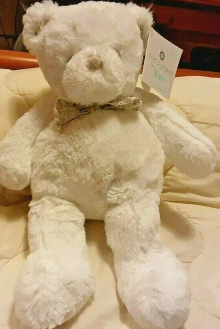 Doudou peluche Ours Blanc Noeud Papillon 45cm Atmosphera For The Kids NEUF
