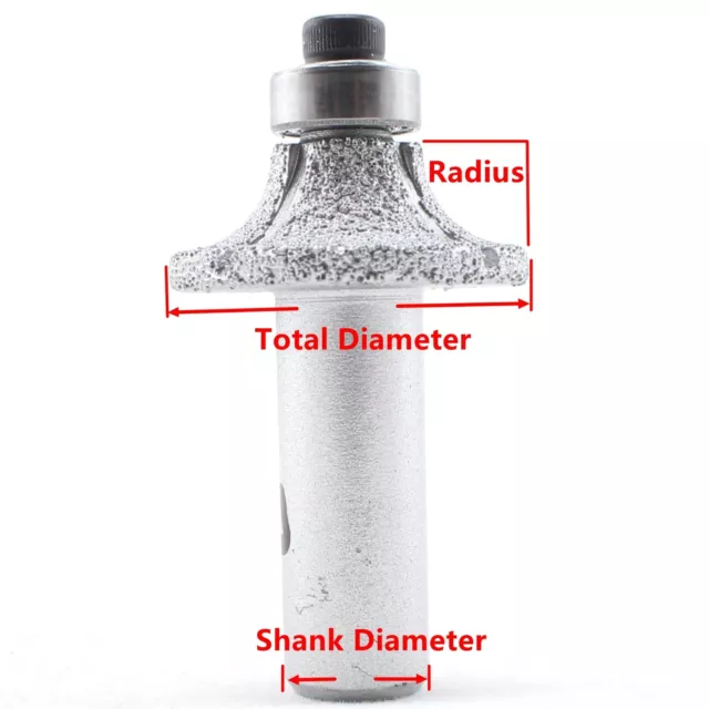 Shank 1/2'' Diamond Brazed Radius Router Bit Profiler Half Bullnose for marble 3