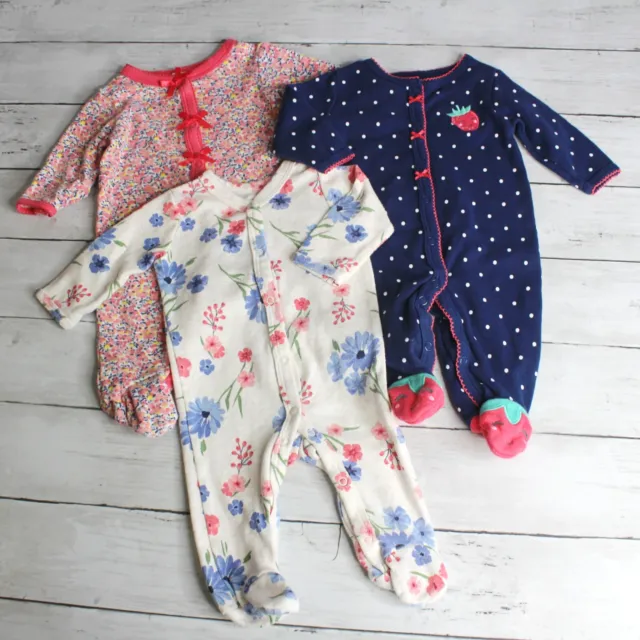 Carter's Baby Girl Footie Pajama Sleeper Size 3 Months Cotton Lot