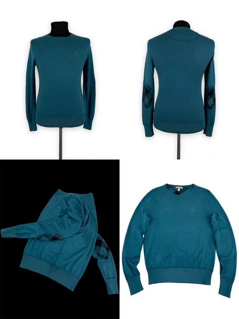 Maglione pullover a maniche lunghe a quadri BURBERRY BRIT da uomo con toppe...
