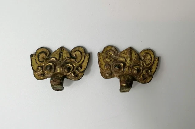 A Pair of Ancient Chinese bronze-gilt Taotie Mask , HAN DYNASTY (206 BC-220 AD)