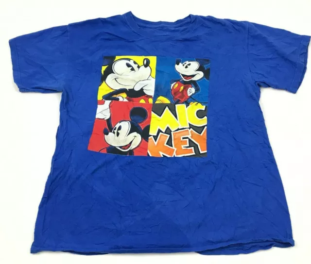 Disney Mickey Mouse Maglia Medium M Blu Manica Corta Maglietta Adulto Disneyland