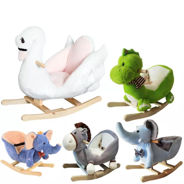 New Children Kids Wooden Rocking Animals Rocker Baby Ride On Toy Gift Seat Songs