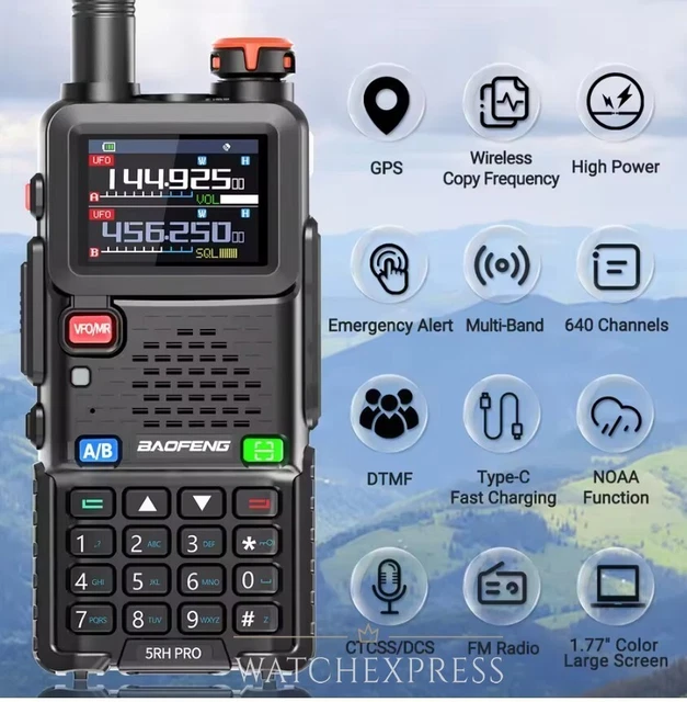 Baofeng GT-3TP Walkie Talkie Professionale VHF/UHF 144-146/430-440MHz - Ricetrasmittente 8W Con Caricatore Auto E Scrivania
