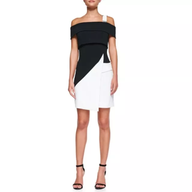 Mugler Off-the-Shoulder Colorblock Dress