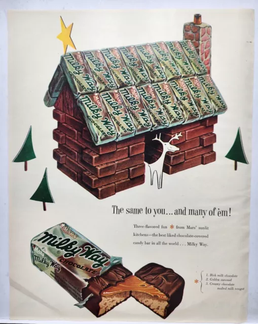 1953 Mars Milky Way Candy Bar MCM Vintage Print Ad Man Cave Poster Art Deco 50's