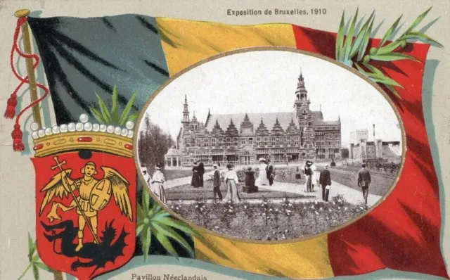 Cpa Exposition De Bruxelles 1910 Pavillon Neerlandais Carte Colorisee Voir Scan