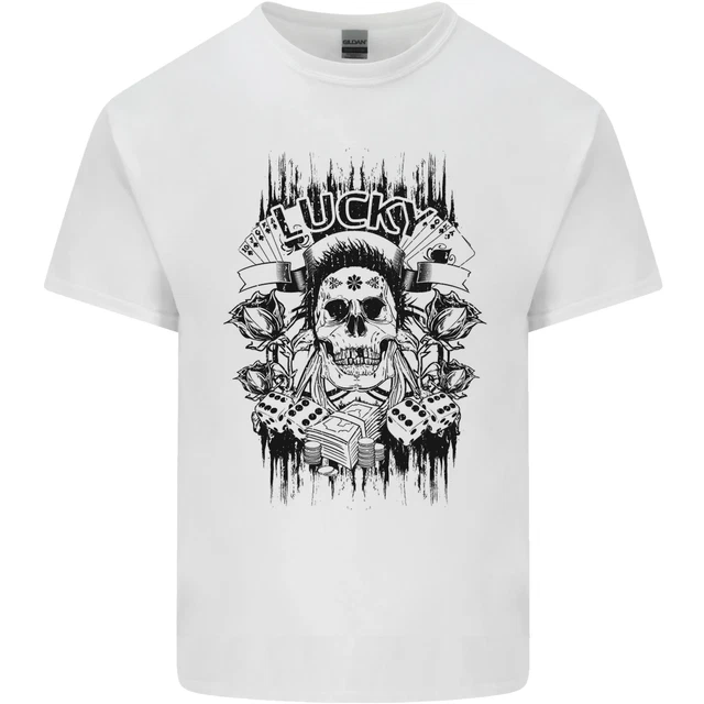 Lucky Dice Skull Motorbike Biker Motorcycle Mens Cotton T-Shirt Tee Top