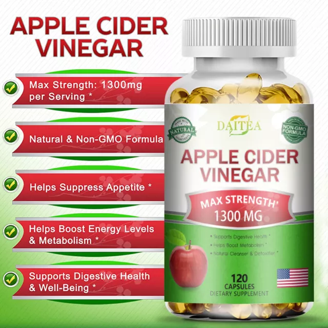 Apple Cider Vinegar -1300 mg - Supports Digestive Health,Weight Management