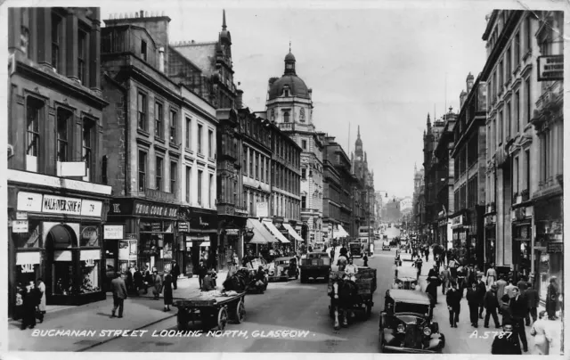 Glasgow Buchannan Straße mit Blick nach Norden belebte Straße Szene RP Postkarte