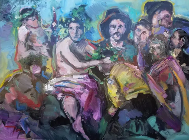 JOSE TRUJILLO - (HUGE ART) Triumph Of Bacchus Oil Painting Expressionist Figures