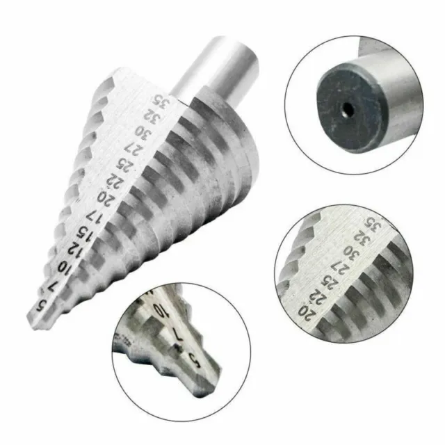 5-35mm Step Spiral Groove Conical Cone Drill HSS Bit Hole Cutter Tool