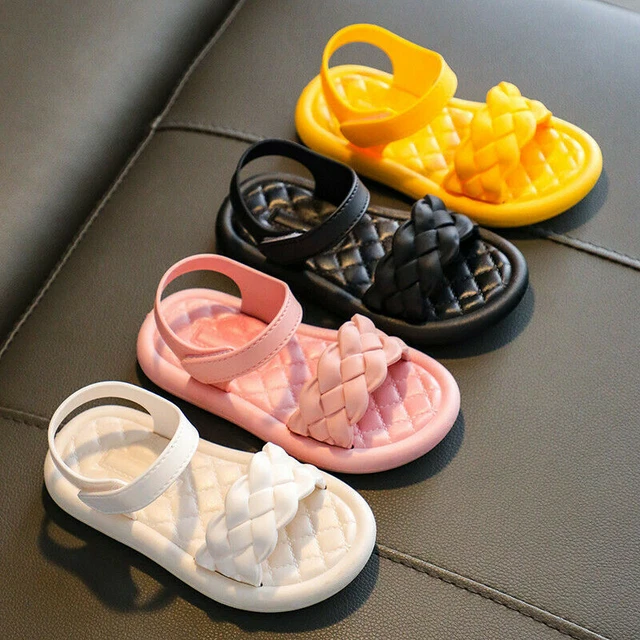 Girls Weave Flat Sandals Summer Toddler Baby Kids Holiday Princess Shoes Size