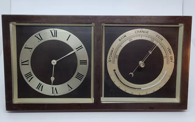 Vintage 1950 CHELSEA "Tiffany & Co. NY" Deco Bronze Clock & Barometer Desk Set