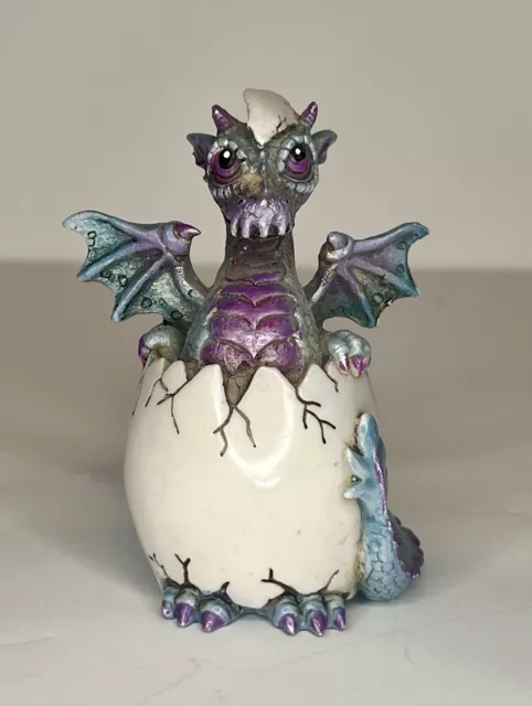 Blue & Purple Baby Dragon Hatching 3.5" Statue