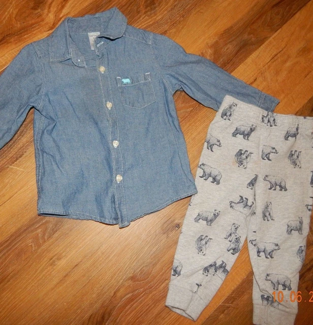 *Infant Size 18 Months--Carters Brand 2 Piece Pant Set--Denim/Bears--Excellent
