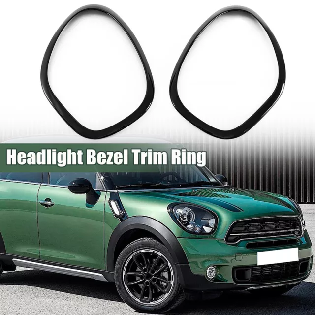HEADLAMP BEZEL TRIM Ring Cover Gloss Black For Mini Cooper R60 Countryman  11-16 £63.35 - PicClick UK
