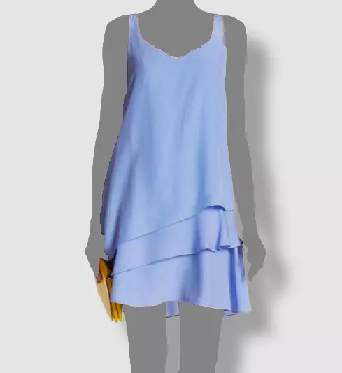 $288 Parker Women's Blue Sleeveless V-Neck Layered Silk Mini Shift Dress Size M