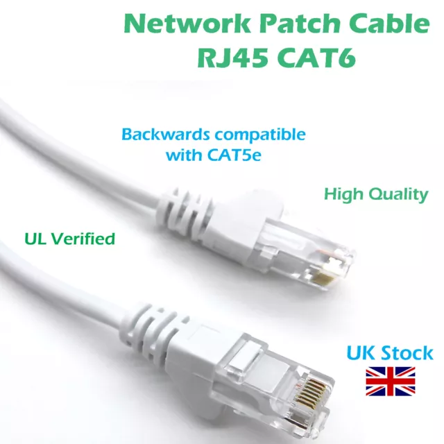 CAT6 RJ45 Ethernet Cable Network LAN Patch Lead Fast Speed Router to PC NEW Lot 3