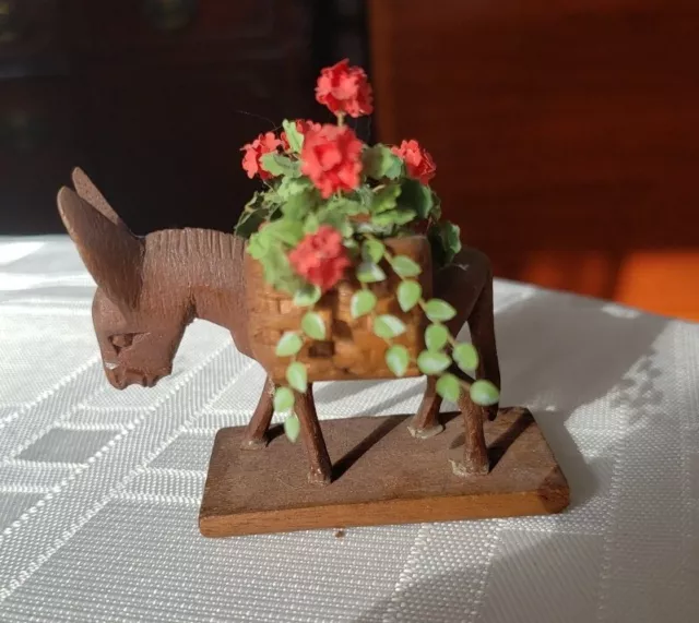 Dollhouse Miniature Artist Made Donkey Flower Planter 1:12