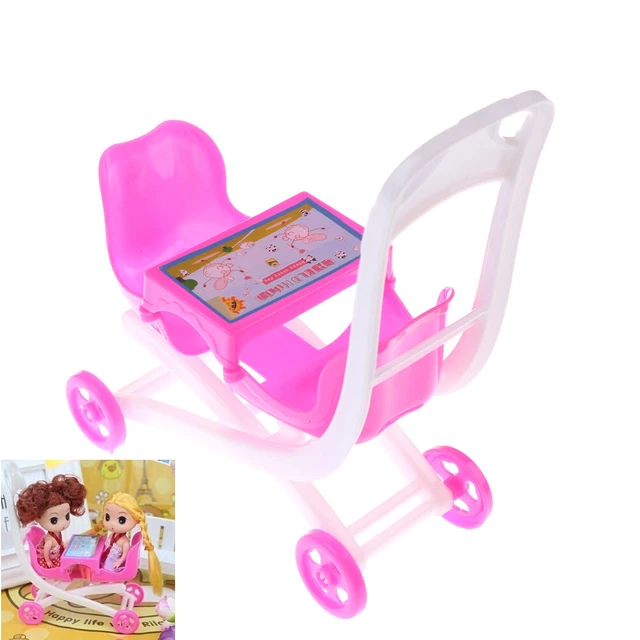 Pink Cute  doll 2 Baby Stroller Girl's Gift Doll Accessories LI