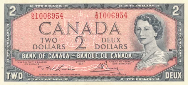 canada last notes, last 2 dollars notes, 1954, 1974,1986, uncirculated