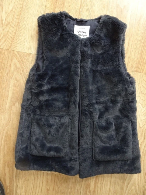 ZARA girls navy furry fur gilet bodywarmer jacket AGE 11 - 12 YEARS