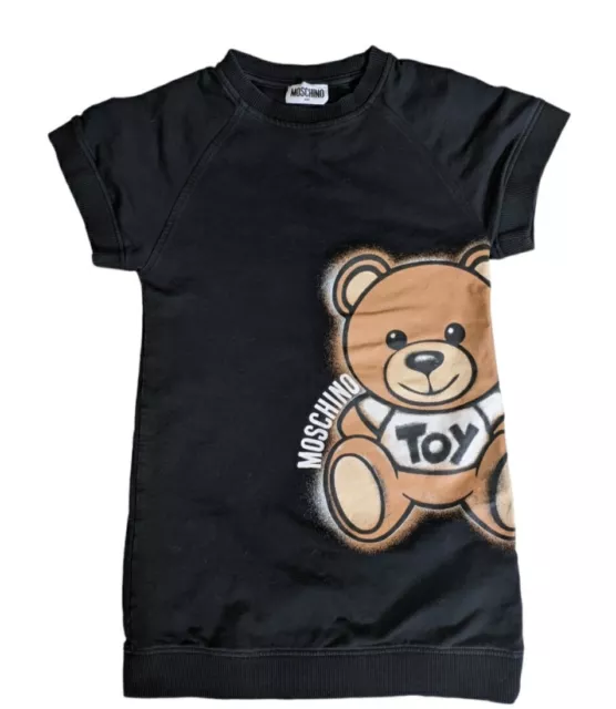 MOSCHINO KIDS Teddy Bear Short Sleeve Sweat Dress in Black 2