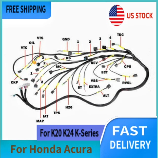 K20 K24 K-Series Tucked Engine Harness For Honda Acura K-Swap 2002-04 RSX Type S