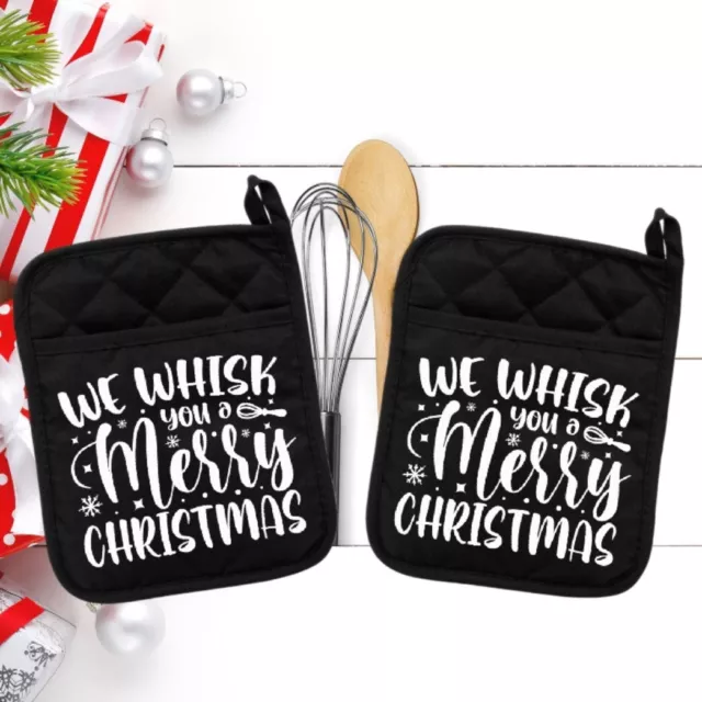 We Whisk You A Merry Christmas 1 - Portavasos - Horno Mitt - Hot Pad - neo037blk
